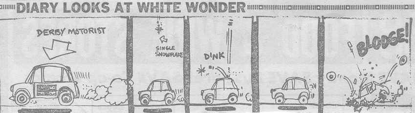 A cartoon from the Derby Evening Telegraph after a memorable snow storm 