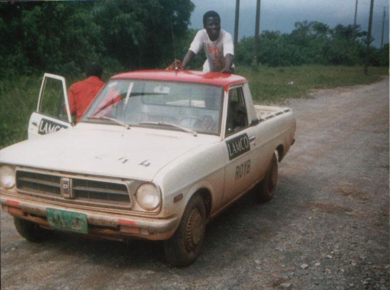 Two brake testers and their trusty Datsun pickup are on hand in this view 