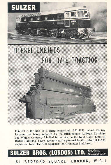 A 1960 advert portraying the BRCW Type 3 destined for the Southern Region